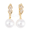 Rack Plating Brass Clear Cubic Zirconia ABS Pearl Earrings EJEW-S219-15G-10-1