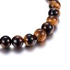 Non-magnetic Synthetic Hematite & Natural Tiger Eye Beaded Stretch Bracelets Set SJEW-H584-11-4