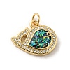 Rack Plating Brass Micro Pave Cubic Zirconia with Synthetic Opal Pendants KK-D088-38G-01-2