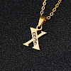 201 Stainless Steel Crystal Rhinestone Initial Pendant Necklaces FS-WG3A711-24-1
