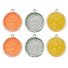 6Pcs 3 Colors Flat Round Resin Fruit Pendants RESI-YW0001-44-1