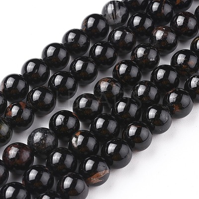 Natural Black Tourmaline Beads Strands X-G-F666-05-8mm-1