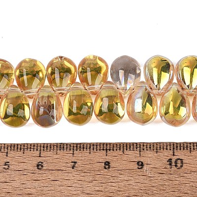 Electroplate Baking Paint Transparent Glass Beads Strands GL-N005-02A-C14-1