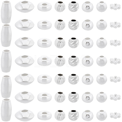 80Pcs 8 Styles 925 Sterling Silver Beads STER-BBC0008-87-1