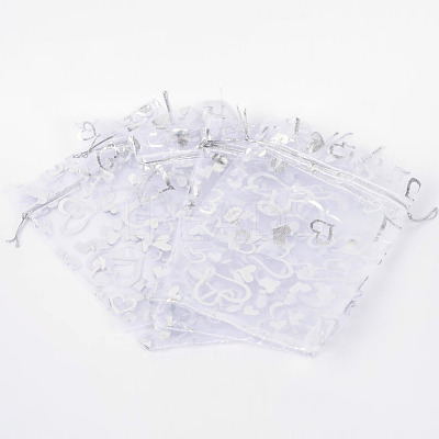 Heart Printed Organza Bags OP-R022-13x18-03-1