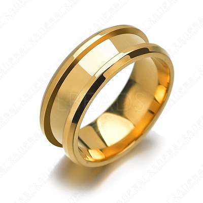 201 Stainless Steel Grooved Finger Ring Settings STAS-TAC0001-10B-G-1