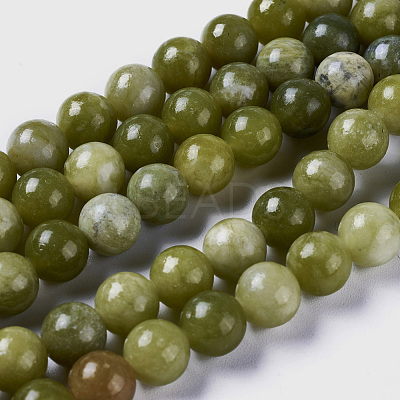 Natural Chinese Jade/Southern Jade Beads Strands G-G735-38-6mm-1