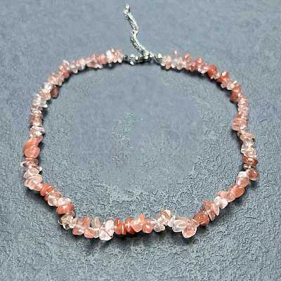 Cherry Quartz Glass Chip Beaded Necklaces for Women IW6789-11-1