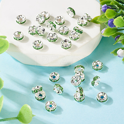30Pcs 2 Colors Brass Rhinestone Spacer Beads RB-TA0001-29E-1