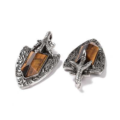 Natural Tiger Eye Faceted Big Pendants G-L524-03AS-04-1