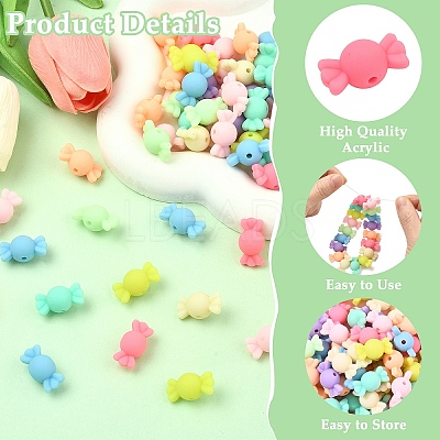 100Pcs Rubberized Style Acrylic Beads SACR-YW0002-06-1