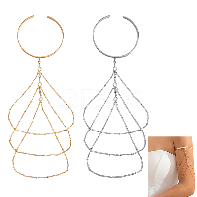 2Pcs 2 Colors Iron and Brass Upper Arm Bangles BJEW-CY0001-11B-1