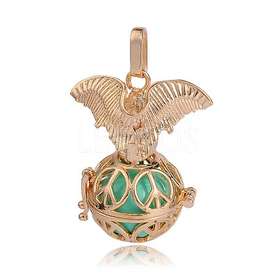 Golden Plated Brass Hollow Round Cage Pendants KK-J252-03G-1