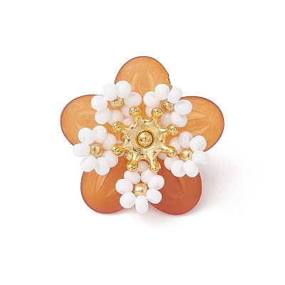 Glass Seed Beaded Flower Pendants PALLOY-MZ01128-02-1