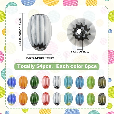 54Pcs 9 Colors Handmade Millefiori Lampwork Beads LAMP-YW0004-20-1