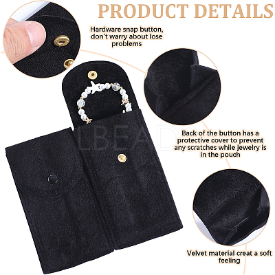3 Sets Rectangle Velvet Single Watch Storage Bags ABAG-BBC0001-12C-1