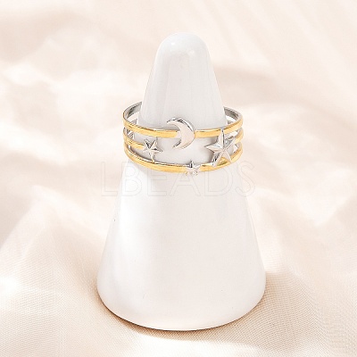 304 Stainless Steel Double Color Cuff Rings RJEW-S635-01GP-21-1