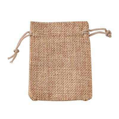 Polyester Imitation Burlap Packing Pouches Drawstring Bags X-ABAG-R005-9x7-M-1