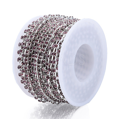Silver Plated Brass Rhinestone Strass Chains CHC-N020-12B-04-1