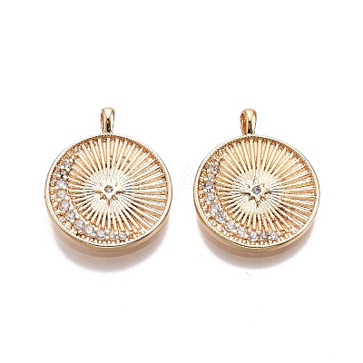 Brass Micro Pave Clear Cubic Zirconia Pendants KK-C005-07G-1