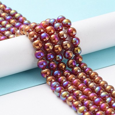 Electroplated Natural Red Agate Beads Strands G-Z038-B04-01AB-1