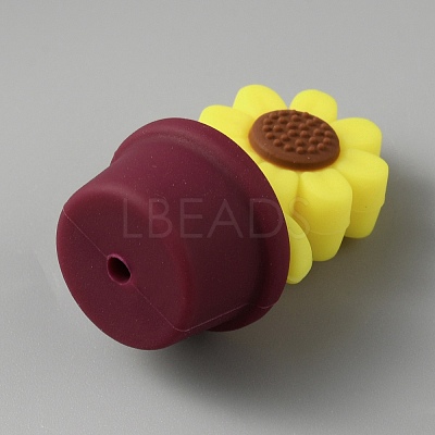 Sunflower Silicone Beads SIL-WH0008-40E-1