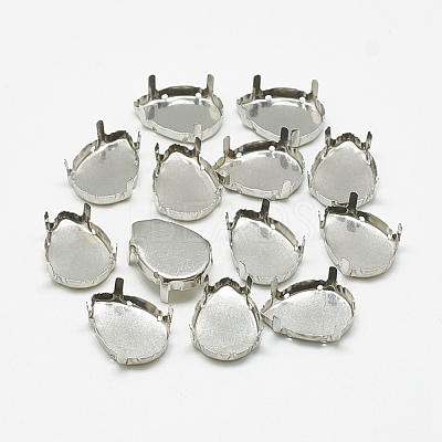 Non-Tarnish 201 Stainless Steel Sew on Prong Settings STAS-T032-02-13x18mm-1