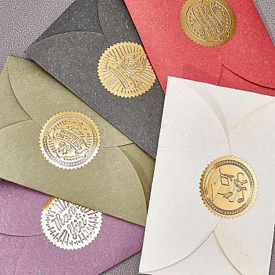 Plastic Self Adhesive Gold Foil Embossed Stickers DIY-WH0163-70O-1