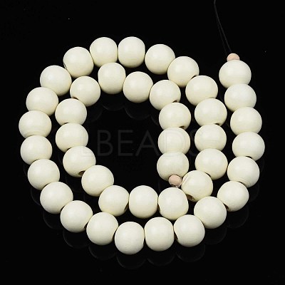 Painted Natural Wood Beads Strands WOOD-S053-54N-1