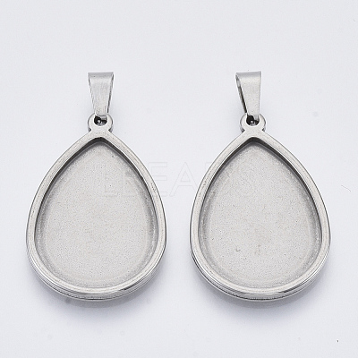 Tarnish Resistant 201 Stainless Steel Pendant Cabochon Settings X-STAS-R101-01-1