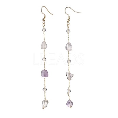 Handmade Natural Amethyst Beaded Chains Earring & Necklaces Sets SJEW-JS01342-02-1