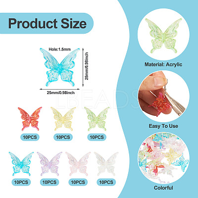 70Pcs 7 Colors Transparent Acrylic Beads OACR-TA0003-44-1