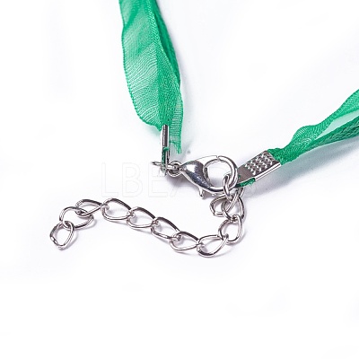 Waxed Cord and Organza Ribbon Necklace Making NCOR-T002-M-1