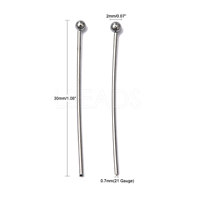 Tarnish Resistant 304 Stainless Steel Ball Head pins STAS-M010-30mm-01-1