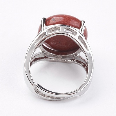 Adjustable Natural Red Jasper Finger Rings RJEW-F075-01N-1