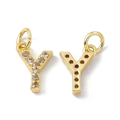 Real 18K Gold Plated Brass Micro Pave Clear Cubic Zirconia Charms KK-E068-VB452-Y-1
