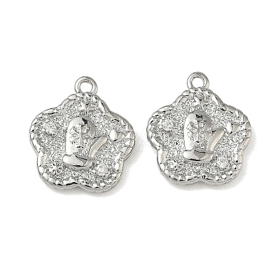 Christmas Brass Micro Pave Clear Cubic Zirconia Pendants KK-A280-03E-P-1