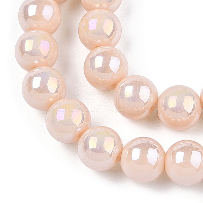 Electroplate Opaque Glass Beads Strands X-GLAA-T032-P8mm-AB09-1