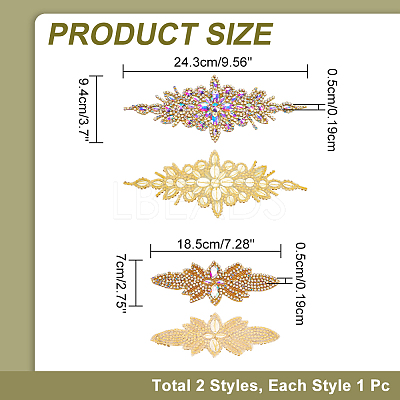 2Pcs 2 Style Flower Pattern Hotfix Rhinestone DIY-WR0003-50-1