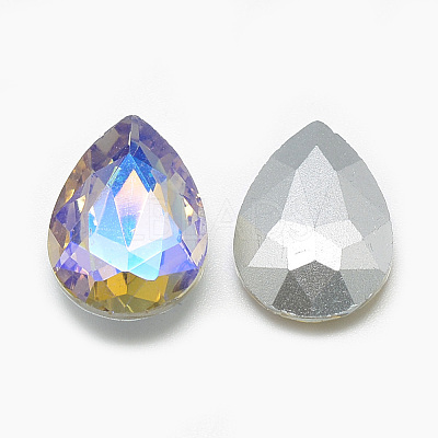 Pointed Back Glass Rhinestone Cabochons RGLA-T017-13x18mm-09-1