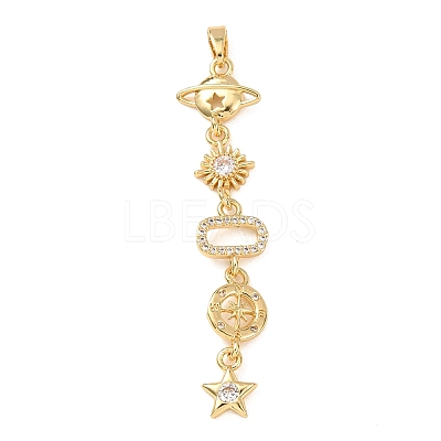 Tassel Brass Micro Pave Clear Cubic Zirconia Big Pendants KK-L271-01G-09-1