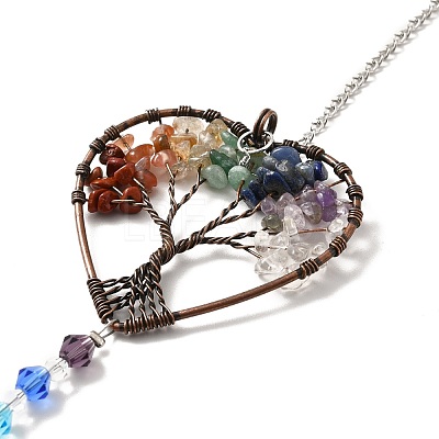Chakra Theme Gemstone Pendant Decoration AJEW-P098-12P-1