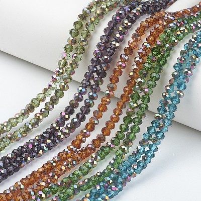 Electroplate Transparent Glass Beads Strands EGLA-A034-T6mm-R-1