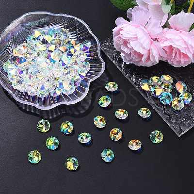 Electroplated Glass Connector Charms EGLA-YW0003-02-1