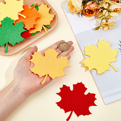 4 Sets Leaf Wool Needle Felting Decoration DIY-MA0006-83B-1