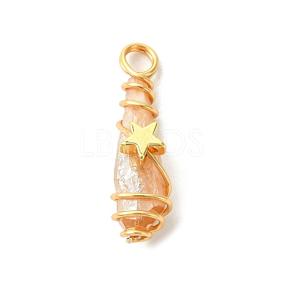 2Pcs Electroplated Natural Quartz Crystal Dyed Copper Wire Wrapped Pendants PALLOY-JF03173-01-1