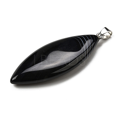 Natural Black Banded Agate(Dyed & Heated) Big Pendants G-F820-06P-1