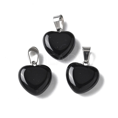 Natural Black Agate Pendants X-G-I311-A16-01-1