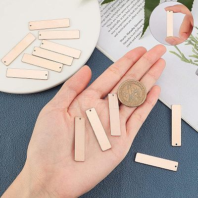 201 Stainless Steel Rectangle Stamping Blank Tag Pendants STAS-UN0016-12RG-1