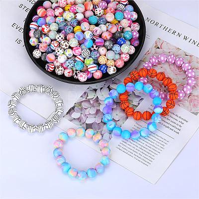 Printed Round Silicone Focal Beads SI-JX0056A-117-1